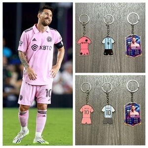 Messi Inter Miami Home & Argentina Jersey Kit – 3 Keychains Bundle